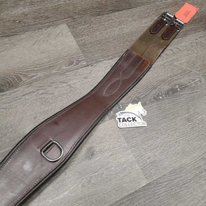 Padded Leather Girth, 1x Els, D Ring *gc, clean, residue, rubs, discolored spots, hairy seams, mnr scrapes, stiff
