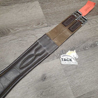 Padded Leather Girth, 1x Els, D Ring *gc, clean, residue, rubs, discolored spots, hairy seams, mnr scrapes, stiff
