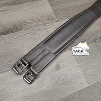 Padded Leather Girth, 1x Els, D Ring *gc, clean, residue, rubs, discolored spots, hairy seams, mnr scrapes, stiff