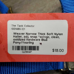 Narrow Thick Soft Nylon Halter, adj, snap *xc/vgc, clean, oxidized hardware