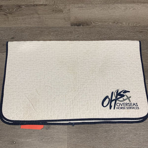Quilt Baby Saddle Pad, embroidery "OHS" *gc, mnr hair, stains, dingy, puckers, threads, frays