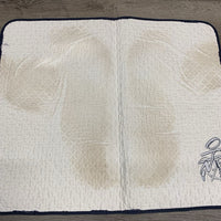 Quilt Baby Saddle Pad, embroidery "OHS" *gc, mnr hair, stains, dingy, puckers, threads, frays
