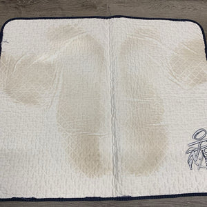 Quilt Baby Saddle Pad, embroidery "OHS" *gc, mnr hair, stains, dingy, puckers, threads, frays