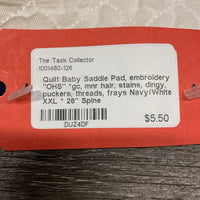 Quilt Baby Saddle Pad, embroidery "OHS" *gc, mnr hair, stains, dingy, puckers, threads, frays
