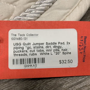 Quilt Jumper Saddle Pad, 2x piping *gc, stains, dirt, dingy, puckers, cut tabs, mnr pills, hair, threads, rubs