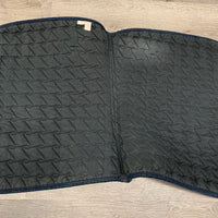 Quilt Dressage Saddle Pad, 1x piping *gc, v. rubbed, threads, faded, mnr hair, cut tabs
