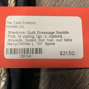 Quilt Dressage Saddle Pad, 1x piping *gc, v. rubbed, threads, faded, mnr hair, cut tabs