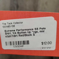SS Polo Shirt, 1/4 Button Up *vgc, mnr stain?dirt
