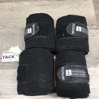 4 Fleece Polo Wraps *gc, clean, faded, v.hairy, clumpy, older, frayed edges
