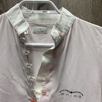 SS Show Shirt, 1/4 Button Up, attached Button Collar *gc, older, crinkled, puckers
