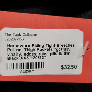 Riding Tight Breeches, Pull on, Thigh Pockets *gc/fair, v.hairy, edges: rubs, pills & thin
