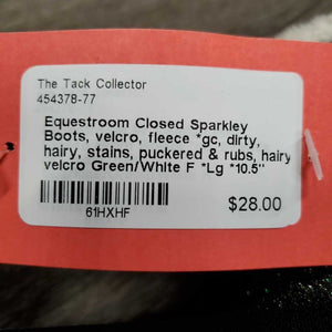Closed Sparkley Boots, velcro, fleece *gc, dirty, hairy, stains, puckered & rubs, hairy velcro