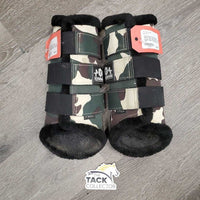 Closed Hind Boots, velcro, fleece *vgc, dirty, hairy, mnr frayed edges
