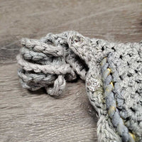 Crochet Ear Bonnet Fly Veil, 1x piping, bling, string *vgc/gc, stain, clean, piping: peeled?stained
