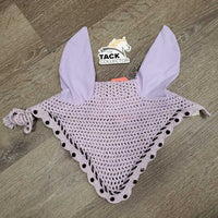 Crochet Ear Bonnet Fly Veil, piping, bling, string *gc, curled, add on bling, mnr stains
