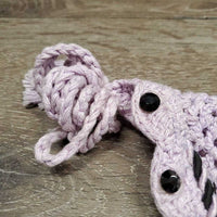 Crochet Ear Bonnet Fly Veil, piping, bling, string *gc, curled, add on bling, mnr stains
