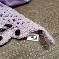 Crochet Ear Bonnet Fly Veil, piping, bling, string *gc, curled, add on bling, mnr stains
