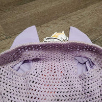 Crochet Ear Bonnet Fly Veil, piping, bling, string *gc, curled, add on bling, mnr stains
