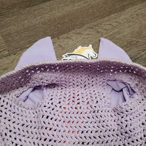 Crochet Ear Bonnet Fly Veil, piping, bling, string *gc, curled, add on bling, mnr stains