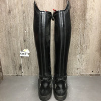 Dressage Boots, Zips, Gold Forms *gc/vgc, mnr rubs, scrapes & scratches, creases, marker, insoles: dirty underneat, curled-L

