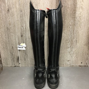 Dressage Boots, Zips, Gold Forms *gc/vgc, mnr rubs, scrapes & scratches, creases, marker, insoles: dirty underneat, curled-L