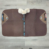 Quilt Merino Wool Back Dressage Saddle Pad *gc, clean, mnr hair, cut tabs, mnr clumpy fleece, rubbed/torn binding, snags
