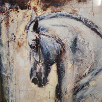 Piaffe Grey Horse Print, wrapped *new, mnr bent corners
