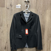 Dressage Show Jacket *gc/fair, older, edges: rubs & shiny, missing button, dirty, hair, crinkles
