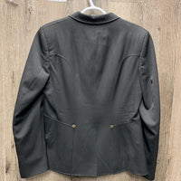 Dressage Show Jacket *gc/fair, older, edges: rubs & shiny, missing button, dirty, hair, crinkles
