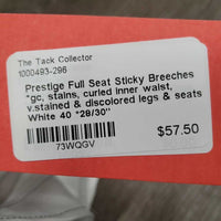 Full Seat Sticky Breeches *gc, stains, curled inner waist, v.stained & discolored legs & seats