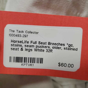 Full Seat Breeches *gc, stains, seam puckers, older, stained seat & legs