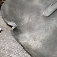 Pr Open Front Boots, buckles *gc/fair, older, folded & bent lining, dirt, residue, torn edge, scrapes, curled edge
