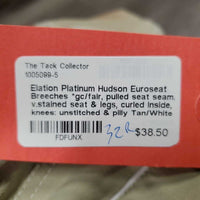 Euroseat Breeches *gc/fair, pulled seat seam, v.stained seat & legs, curled inside, knees: unstitched & pilly

