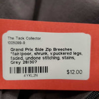 Side Zip Breeches *fair/poor, shrunk, v.puckered legs, faded, undone stitching, stains
