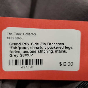 Side Zip Breeches *fair/poor, shrunk, v.puckered legs, faded, undone stitching, stains
