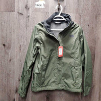 Rain Jacket, Roll up attached Hood, Zipper *like new/xc