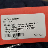 Quilt Jumper Saddle Pad *gc, v. pilly, threads, dingy underside, puckers, mnr hair
