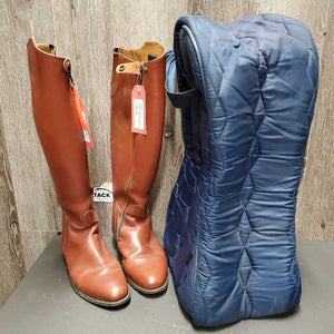 Dressage Boots, Zips, Navy Bag, 2x brush *vgc, clean, rubs, mnr scuffs, scratches, stains & scrapes