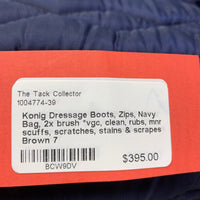 Dressage Boots, Zips, Navy Bag, 2x brush *vgc, clean, rubs, mnr scuffs, scratches, stains & scrapes
