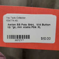 SS Polo Shirt, 1//4 Button Up *gc, mnr stains