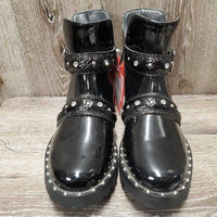 Patent Leather & Bling Short Boots, zippers, box, soft bag *new