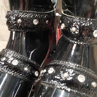 Patent Leather & Bling Short Boots, zippers, box, soft bag *new
