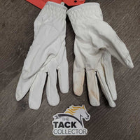Pr Leather Gloves *gc, stained left, clean, older
