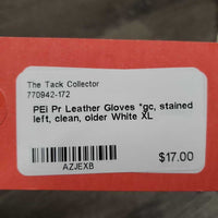 Pr Leather Gloves *gc, stained left, clean, older

