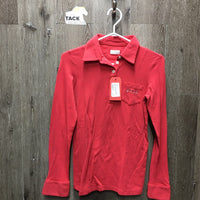 LS Polo Shirt *vgc/gc, faded?, seam puckers, threads, fuzzy lining
