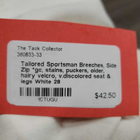 Breeches, Side Zip *gc, stains, puckers, older, hairy velcro, v.discolored seat & legs
