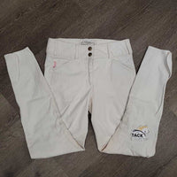 Euroseat Breeches *gc, seam puckers, dingy, discolored seat & legs, hairy velcro
