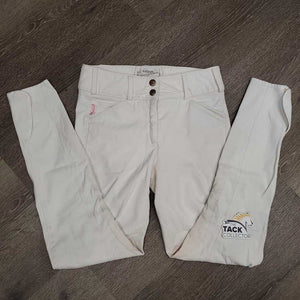 Euroseat Breeches *gc, seam puckers, dingy, discolored seat & legs, hairy velcro