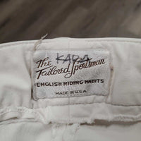 Euroseat Breeches *gc, seam puckers, dingy, discolored seat & legs, hairy velcro