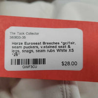 Euroseat Breeches *gc/fair, seam puckers, v.stained seat & legs, snags, seam rubs
